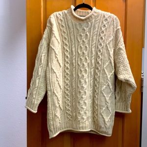 Fisherman sweater. Rolled neck. 100% wool. Cable knit. Beautiful sweater.